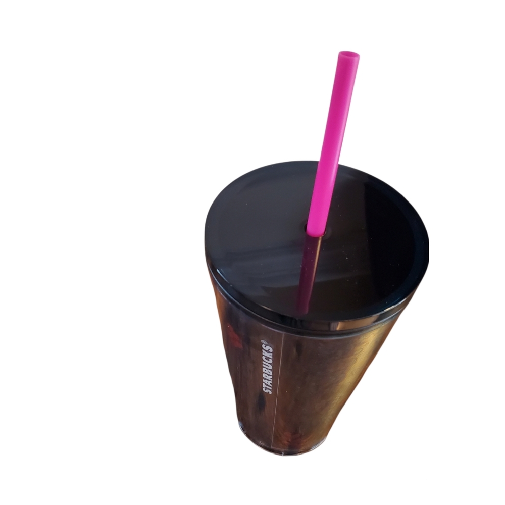 Starbucks 16oz Black Floral Sequin Tumbler - Picture 4 of 9